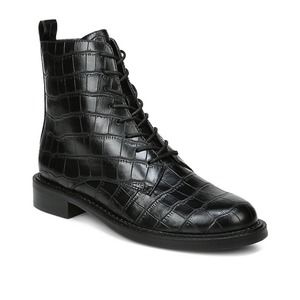 Sam Edelman Black Croc-Embossed Combat Boots